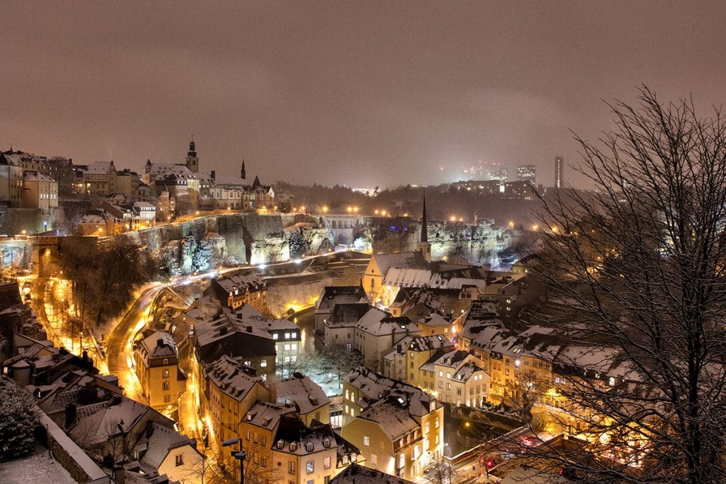 luxembourg valley winter by night