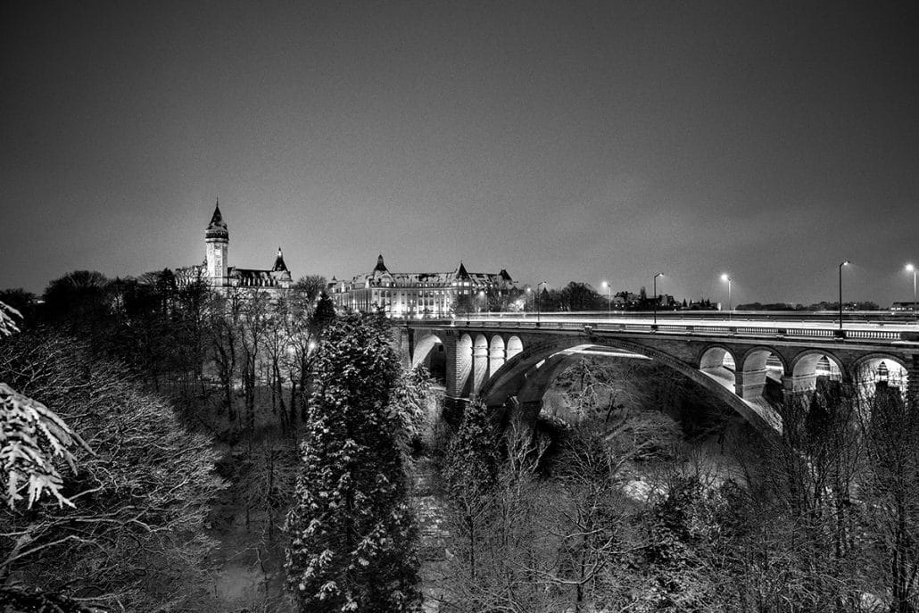 luxembourg winter by night